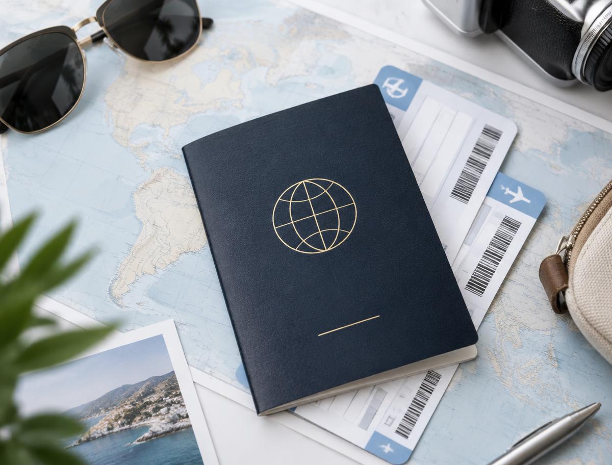 Travel document and boarding passes ready for a journey